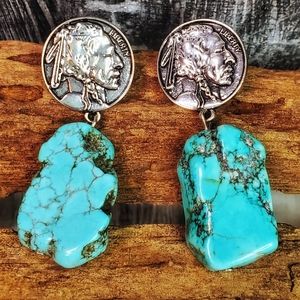 COPY - Indian head turquoise howlite earrings